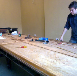 Andy restoring table (before the hard work)