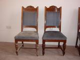 Mahogany upholstered chairs, before & after restoration.