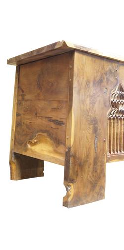 Carved Gothic Chest made in Solid Yew Wood, Circa 2010.