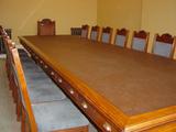17Ft Mahogany Conference Table, 17 Chairs and 1 Settle completely restored.