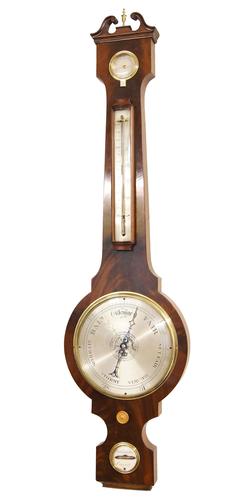 Antique Wheel Barometer, Mahogany, 4 Glass, (Circa 1840)
